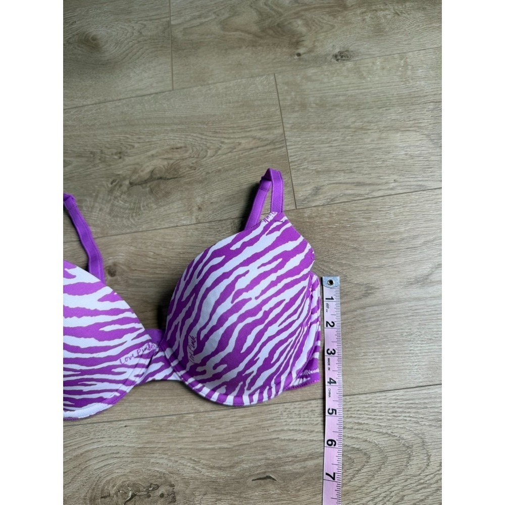 VS PINK Zebra Print Wear everywhere Demi Bra 36D Victorias Secret y2k style - Picture 5 of 11